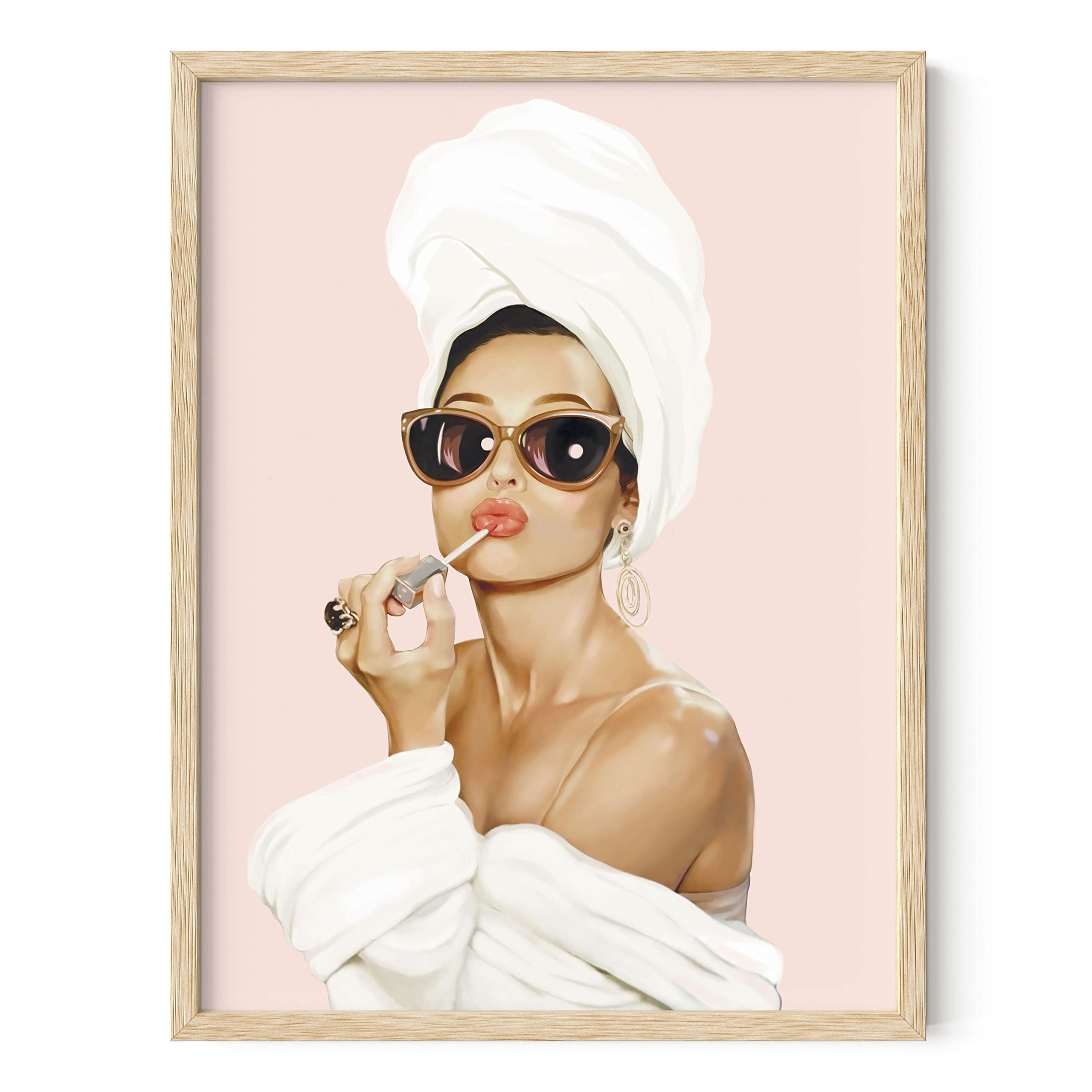 Amazon.com: HAUS AND HUES Audrey Hepburn Wall Art – Pink Framed